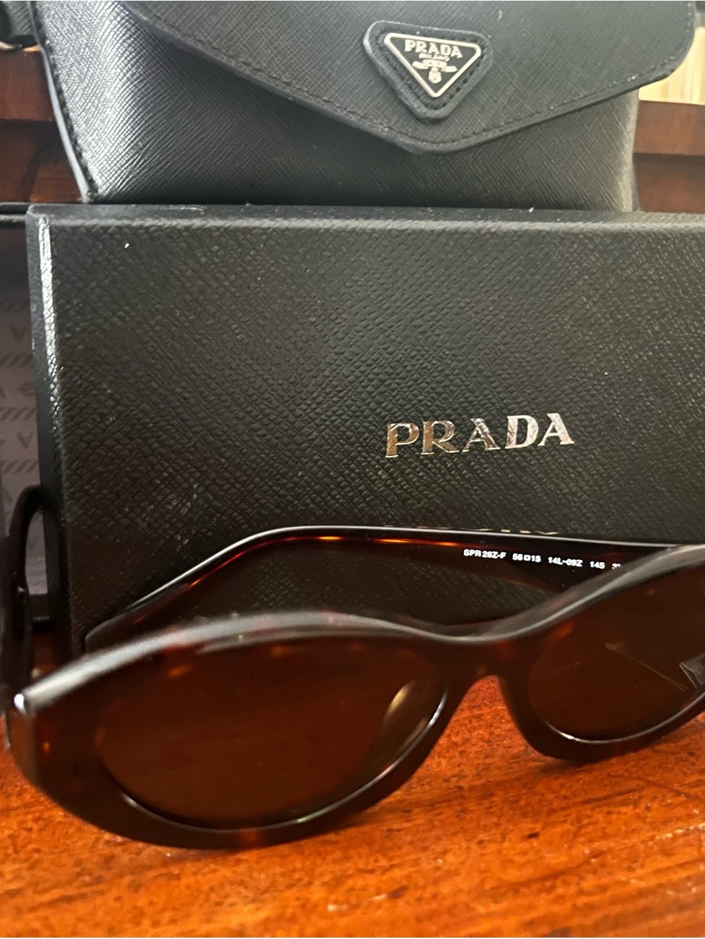 Prada Brown Tortoiseshell Sunglasses with Black Logo Case - Picture 1 of 5